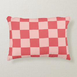 Roze Rood Geruit Gingham Patroon Accent Kussen