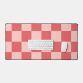 Roze Rood Geruit Gingham Patroon Bureaumat (Keyboard & Muis)