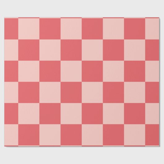 Roze Rood Geruit Gingham Patroon Cadeaupapier (Vlak)