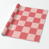 Roze Rood Geruit Gingham Patroon Cadeaupapier (Uitgerold)