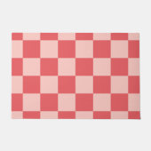 Roze Rood Geruit Gingham Patroon Deurmat (Voorkant)