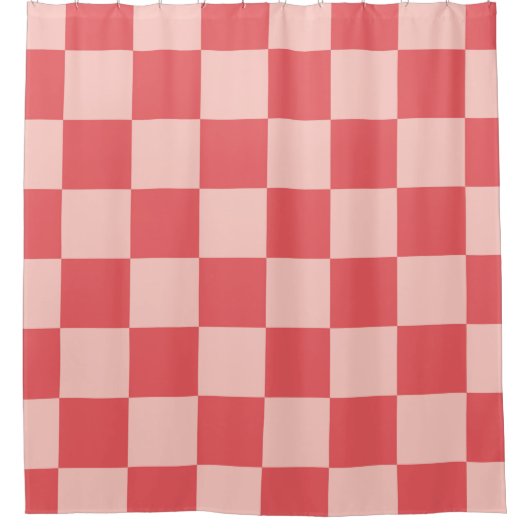 Roze Rood Geruit Gingham Patroon Douchegordijn (Voorkant)
