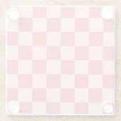 Roze Rood Geruit Gingham Patroon Glazen Onderzetter (Achterkant)