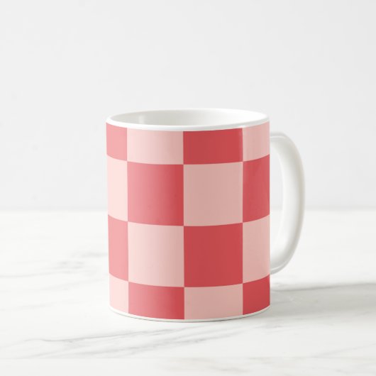 Roze Rood Geruit Gingham Patroon Koffiemok (Voorkant rechts)
