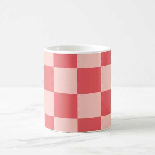 Roze Rood Geruit Gingham Patroon Koffiemok (Center)