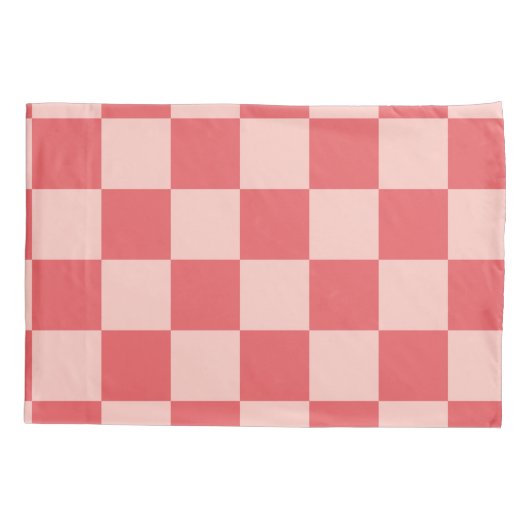 Roze Rood Geruit Gingham Patroon Kussensloop (Achterkant)