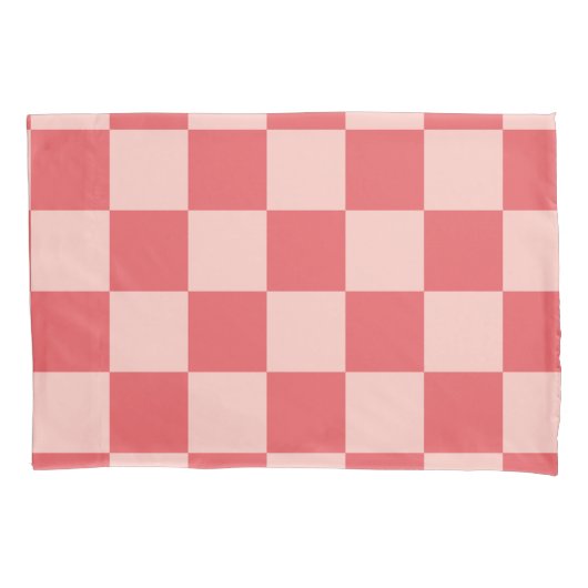 Roze Rood Geruit Gingham Patroon Kussensloop (Voorkant)
