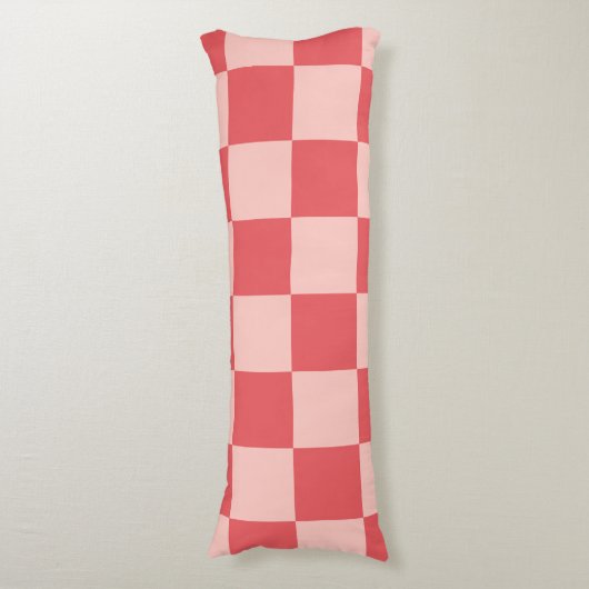 Roze Rood Geruit Gingham Patroon Lichaamskussen (Voorkant Verticaal)