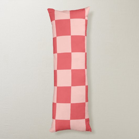 Roze Rood Geruit Gingham Patroon Lichaamskussen (Achterkant (Verticaal))