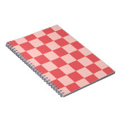 Roze Rood Geruit Gingham Patroon Notitieboek (Rechterzijde)