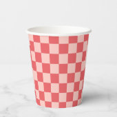 Roze Rood Geruit Gingham Patroon Papieren Bekers (Achterkant)