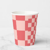 Roze Rood Geruit Gingham Patroon Papieren Bekers (Links)