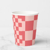 Roze Rood Geruit Gingham Patroon Papieren Bekers (Rechts)