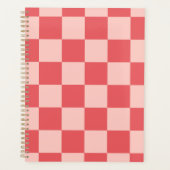 Roze Rood Geruit Gingham Patroon Planner (Voorkant)