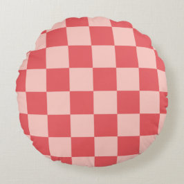 Roze Rood Geruit Gingham Patroon Rond Kussen