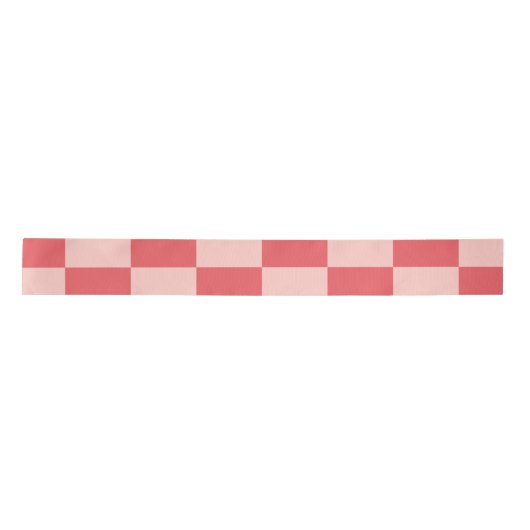 Roze Rood Geruit Gingham Patroon Satijnen Lint (Voorkant)