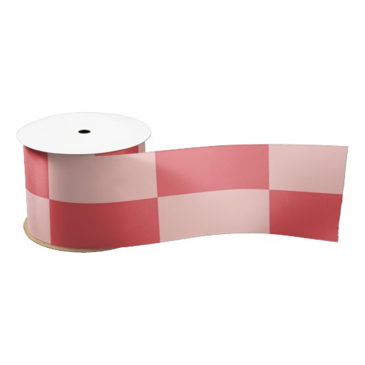 Roze Rood Geruit Gingham Patroon Satijnen Lint (Spoel)