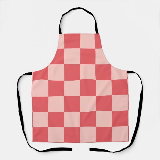 Roze Rood Geruit Gingham Patroon Schort (Voorkant)