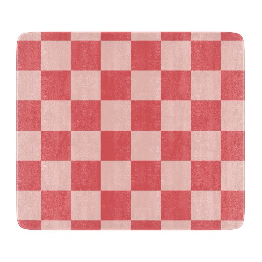 Roze Rood Geruit Gingham Patroon Snijplank (Voorkant)