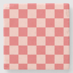 Roze Rood Geruit Gingham Patroon Stenen Onderzetter