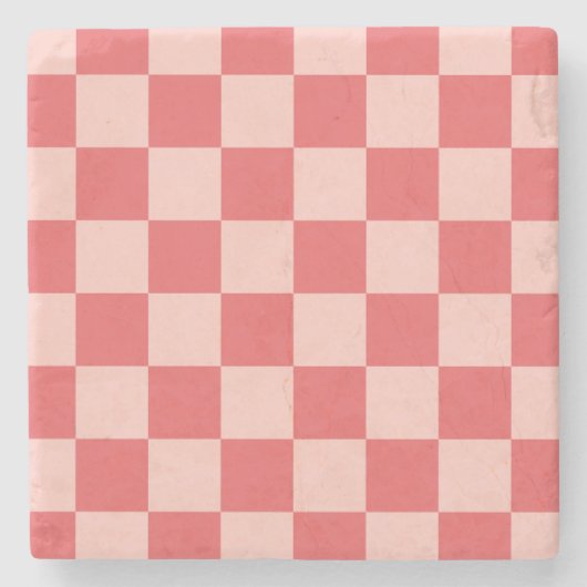 Roze Rood Geruit Gingham Patroon Stenen Onderzetter (Voorkant)