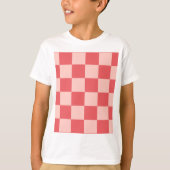 Roze Rood Geruit Gingham Patroon T-shirt (Voorkant)
