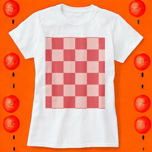 Roze Rood Geruit Gingham Patroon T-shirt