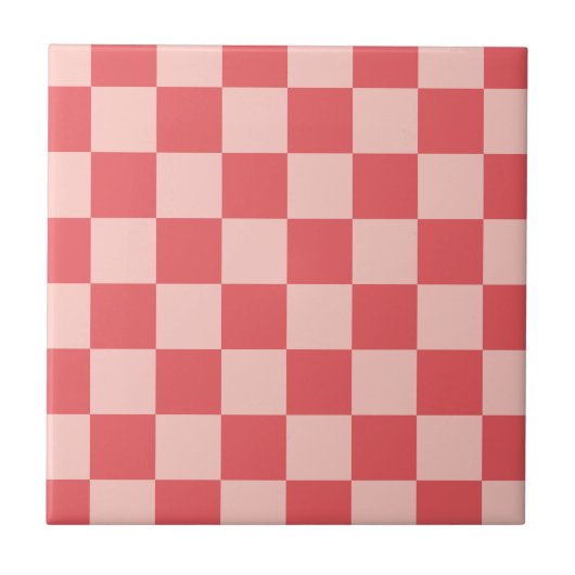 Roze Rood Geruit Gingham Patroon Tegeltje (Voorkant)