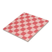Roze Rood Geruit Gingham Patroon Tegeltje (Zijkant)
