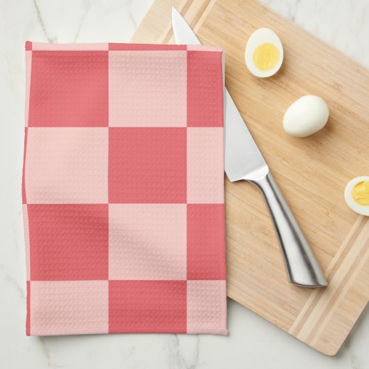 Roze Rood Geruit Gingham Patroon Theedoek (Quarter Fold)