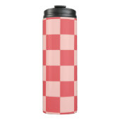 Roze Rood Geruit Gingham Patroon Thermosbeker (Voorkant)