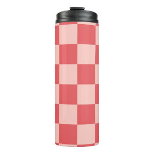 Roze Rood Geruit Gingham Patroon Thermosbeker