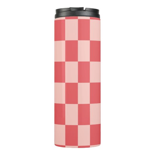 Roze Rood Geruit Gingham Patroon Thermosbeker (Achterkant)