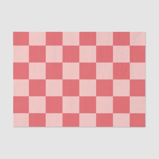 Roze Rood Geruit Gingham Patroon Tissuepapier (Voorkant)
