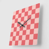 Roze Rood Geruit Gingham Patroon Vierkante Klok (Hoek)