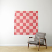 Roze Rood Geruit Gingham Patroon Wandkleed (In situ)