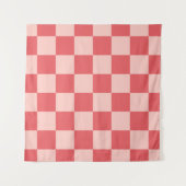 Roze Rood Geruit Gingham Patroon Wandkleed (Voorkant)