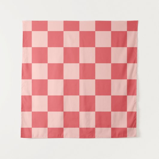 Roze Rood Geruit Gingham Patroon Wandkleed (Voorkant)
