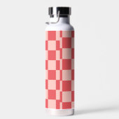Roze Rood Geruit Gingham Patroon Waterfles (Rechts)