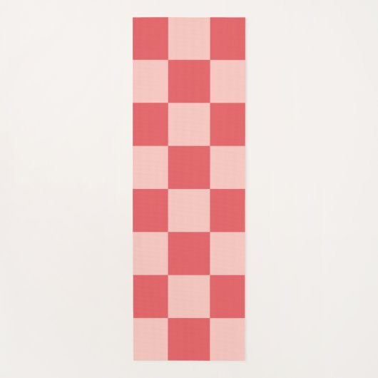 Roze Rood Geruit Gingham Patroon Yogamat (Voorkant)
