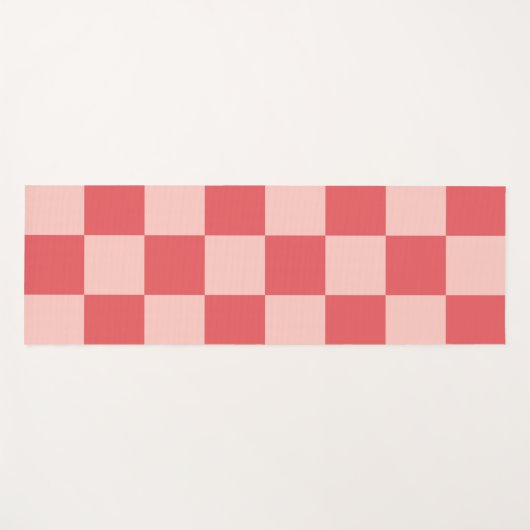 Roze Rood Geruit Gingham Patroon Yogamat (Voorkant (horizontaal))