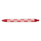 Roze Rood Geruit Gingham Patroon Zwarte Inkt Pen (Voorkant)