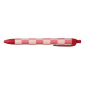 Roze Rood Geruit Gingham Patroon Zwarte Inkt Pen (Bodem)