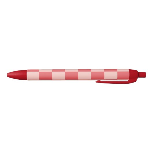 Roze Rood Geruit Gingham Patroon Zwarte Inkt Pen (Bodem)