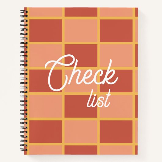 Roze Rood Geruit Vierkant Patroon Notitieboek (Voorkant)