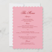 Roze Rood Gescallopte Retro Trouwmenu Kaart (Voorkant)