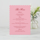 Roze Rood Gescallopte Retro Trouwmenu Kaart (Staand voorkant)