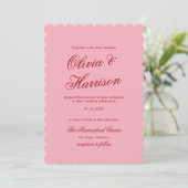 Roze Rood Geschulpte Minimalistische Script Bruilo Kaart (Staand voorkant)