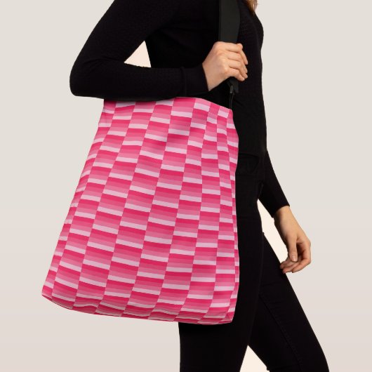 Roze rood gestreept patroon crossbody tas (Dichtbij)