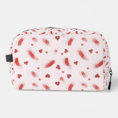 Roze Rood Glitter Harten Strepen Toilettasje (Voorkant)